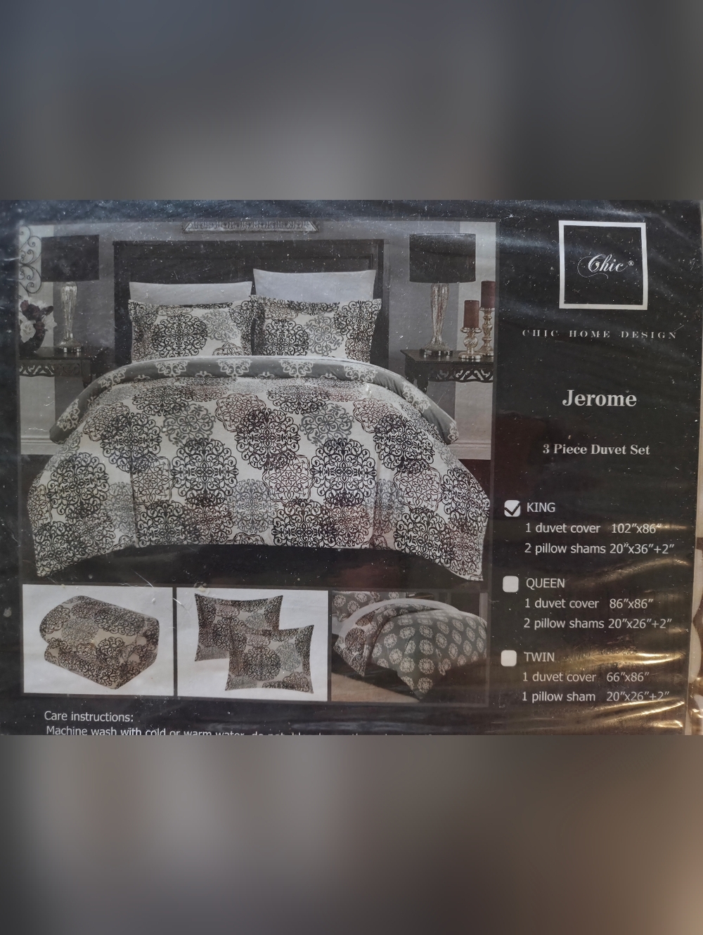 NEW Chic Home 3 Piece Jerome Boho Inspired Reversible Print Duvet Set, King